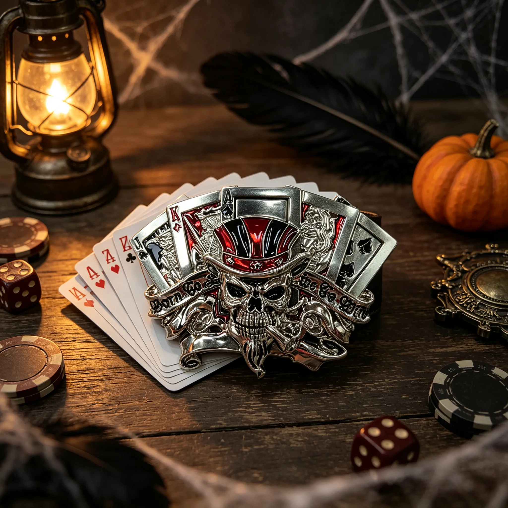 1Pcs Poker Skull Top Hat Alloy Replacement Belt Buckle (Only Buckle Without Strap), Men Belt Buckle Matches Jeans, Biker Pants &