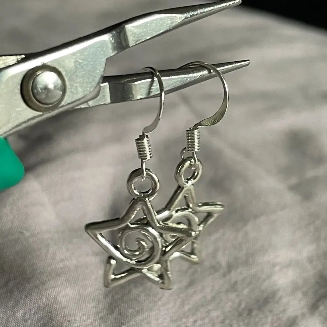 Whimsy Goth Swirly Star Earrings Silver Color Pair of Celestial  Witch Celestial Fairycore Gift Friend Women Boho Cute Gothic