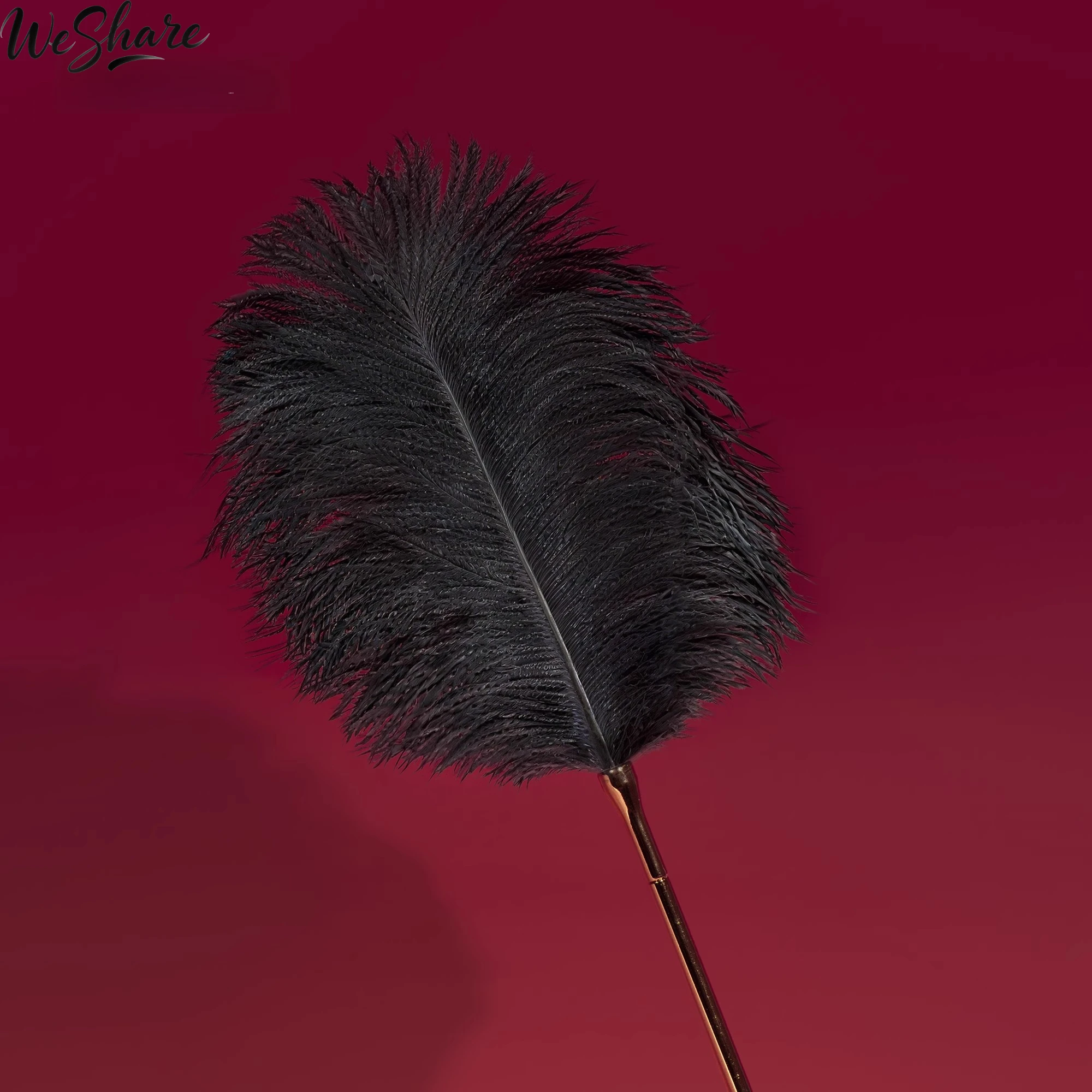 ريشة دغدغة قابلة للفصل بمقبض معدني ريش أسود طبيعي للعب الحسي BDSM لعبة دغدغة للأزواج المداعبة #5