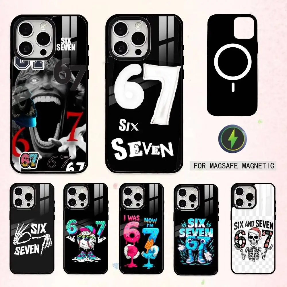 

67 S-Six S-Seven Meme A-Aesthetics Phone Case For iPhone17,16,15,14,13,12,11 Plus,Pro Max Magnetic For Magsafe Wireless Charging
