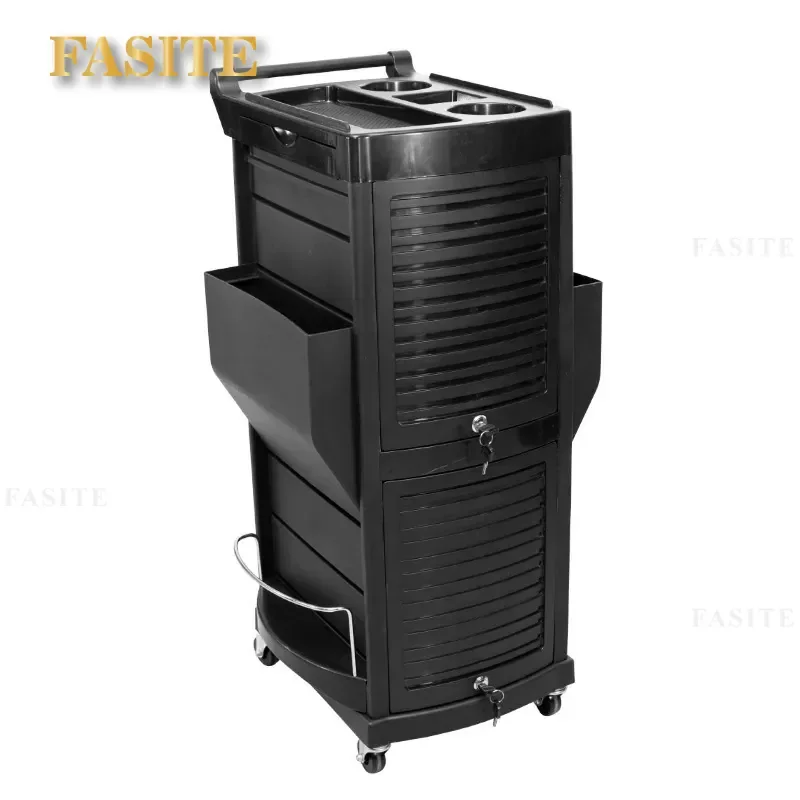 For Hair Tool Cabinet Cart with Lock Simple Barber Shop Beauty Bar Trolley for Perm and Dye Storage Mobile Organizer