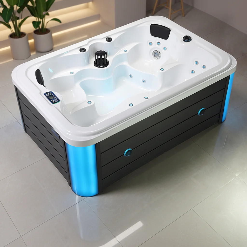 Wholesale High-end Massage Bathtub Whirlpool Colorful LED Lighting Whirlpool Bathtub For Five Star Hotel Master Bathroom