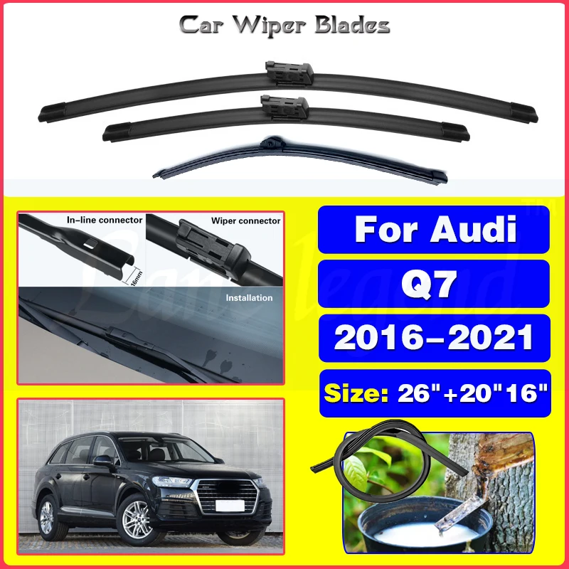 

Wiper Front & Rear Wiper Blades Set For Audi Q7 4M 2016 2017 2018 2019 2020 2021 Windshield Windscreen Window 26"+20"+16"