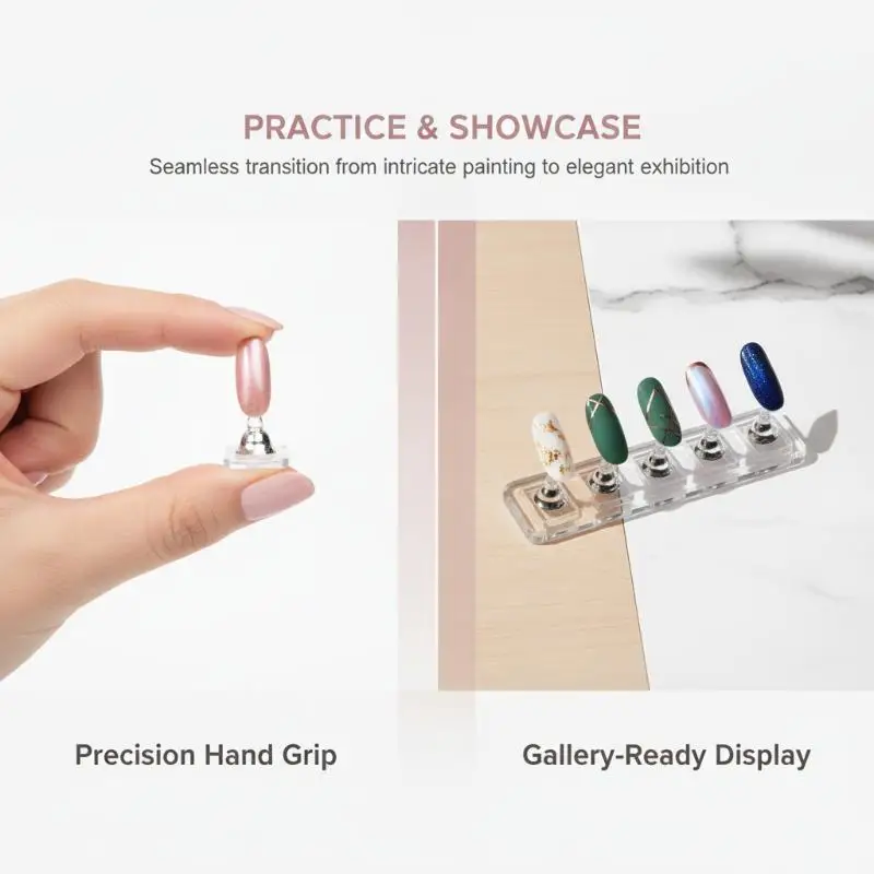 5/10Pcs Clear Acrylic Nail Art Stand Detachable Stable Base Easy to Clean Holder for Home Salon Nail Practice