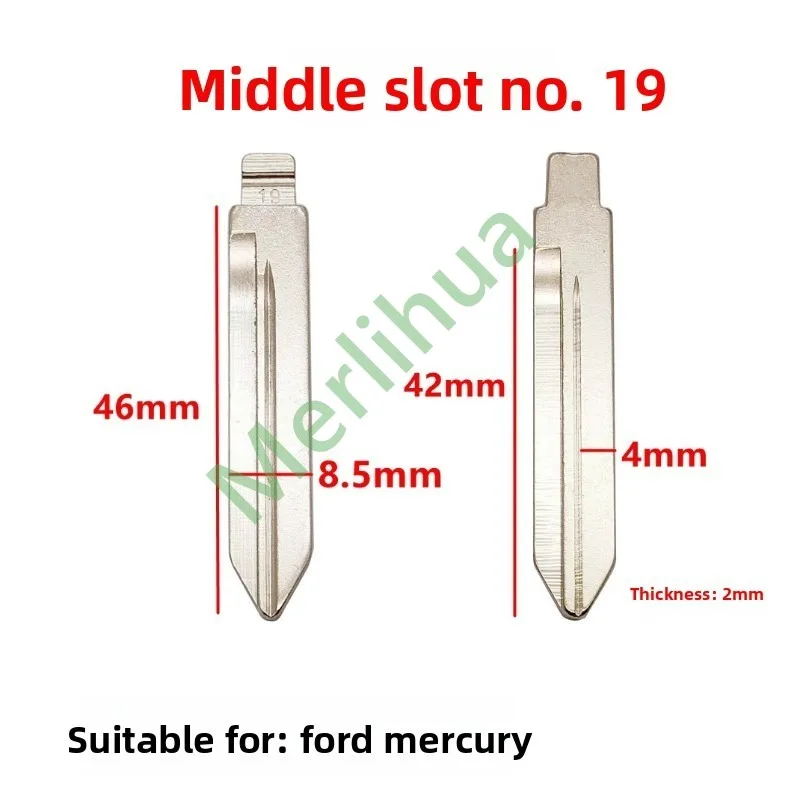 Middle slot No. 19 car key embryo is suitable for Ford series, Mercury, modified medium slot key blank replacement copper head