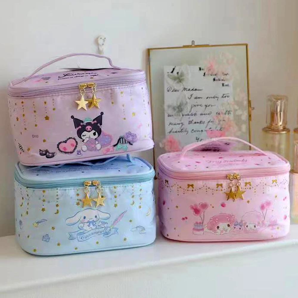 

Sanrio Kuromi Women Cosmetic Bag Cartoon Anime Makeup Bag Waterproof Travel Toiletry Storage Bag Beauty Case Girl Gift