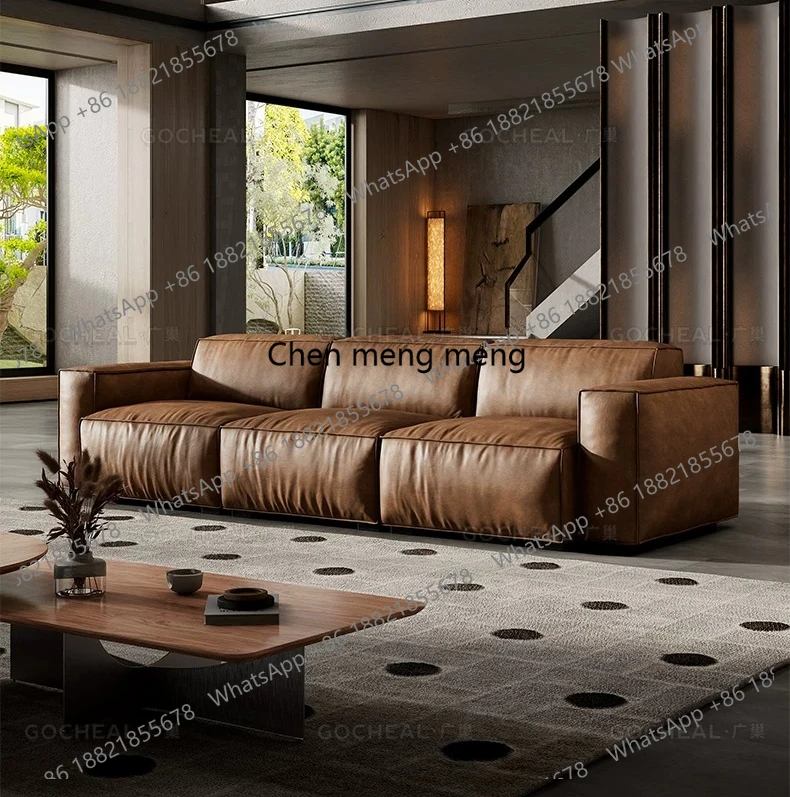 

Italian retro full aniline living room tofu block combination medium antique straight row high sense B