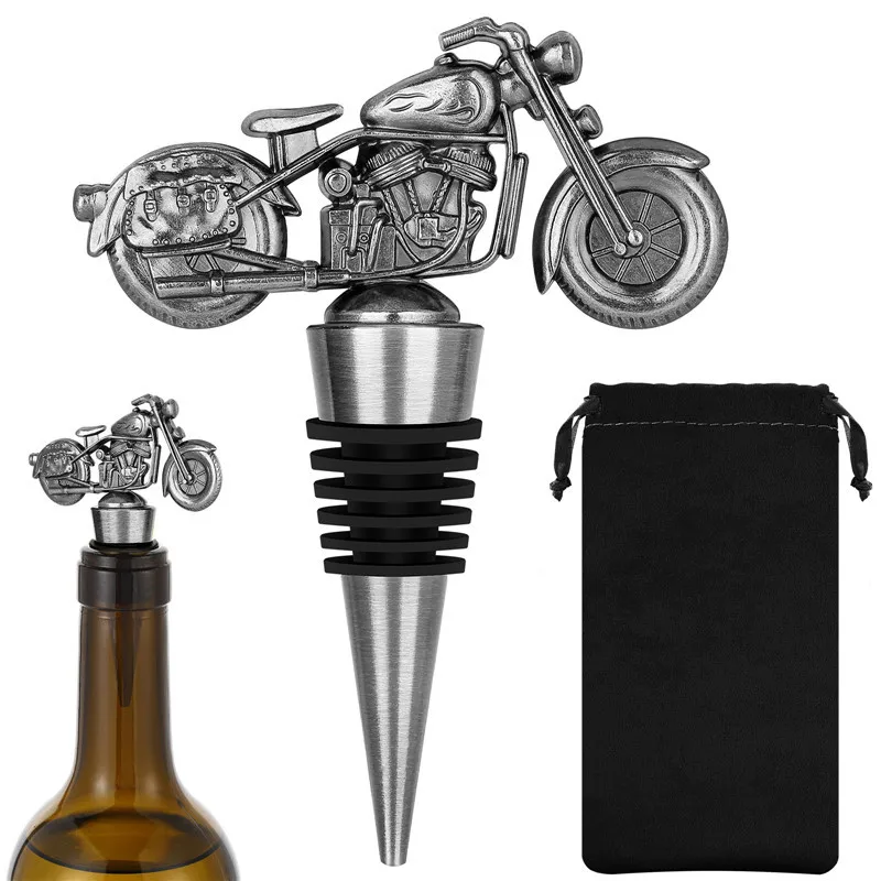 Bronze Bottle Stopper with Motorcycle Shape Champagne Saver Wine Stoppers for Kitchen Party Club Wedding Accessory Gift