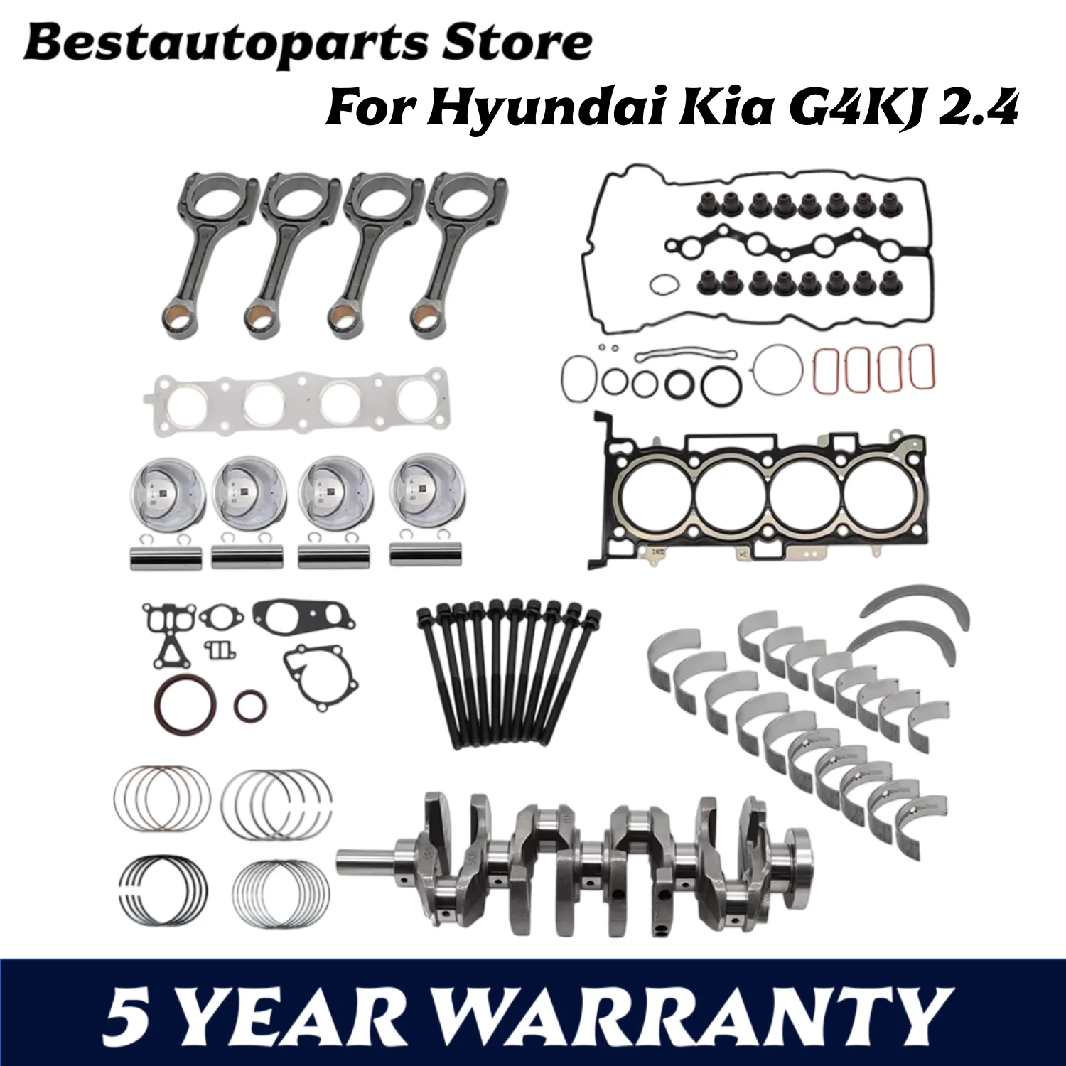 

G4KJ AUTO Engine Rebuild Overhaul Kit- Crankshaft & Con Rods For HYUNDAI KIA 2.4L L4 GAS 2.4 L T 2009-2021