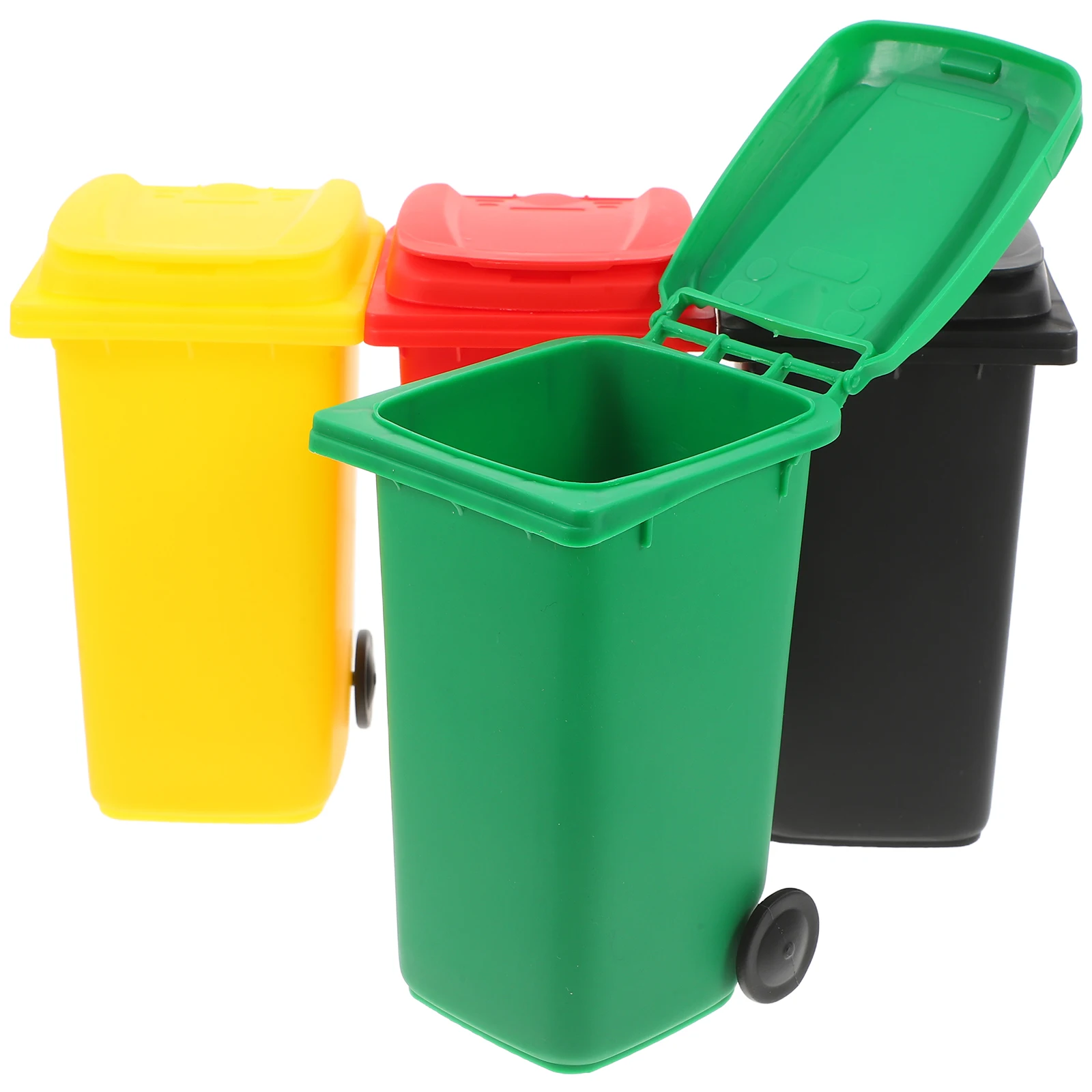 

4Pcs Mini Desk Trash Can Pencil Holder Plastic Organizer Small Pen Holder for Office Stationery Storage Desktop Mini Trash Bin