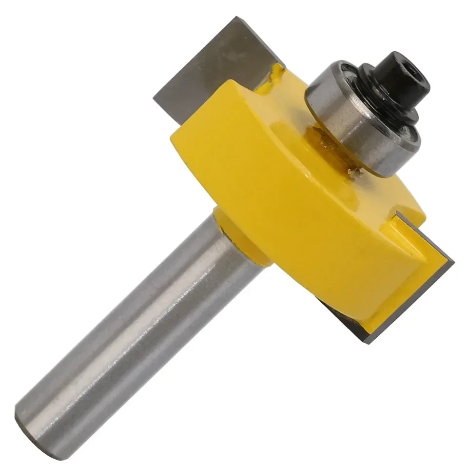 1Set 8MM Shank Milling Cutter Wood Carving Rabbet Router Bit with 6 Bearings Set -1/2"H Woodworking cutter Tenon Cutter for Wood