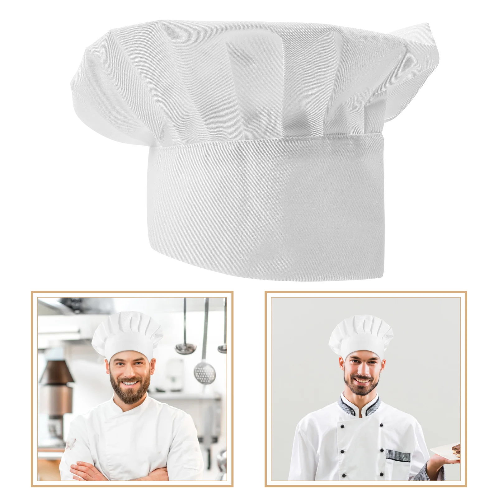 

Chef Hat Unisex Cotton Cloth Kitchen Cooking Cap Moisture Absorbent Elastic For Restaurant Bakery Cooks Waiters
