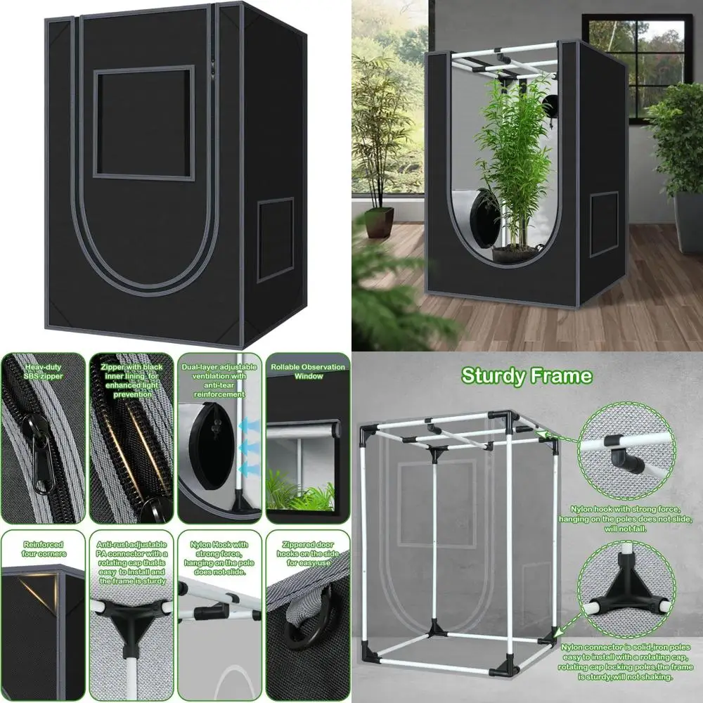 

24x24x36 600D Mylar Indoor Hydroponic Grow Tent with Floor Tray for Plants