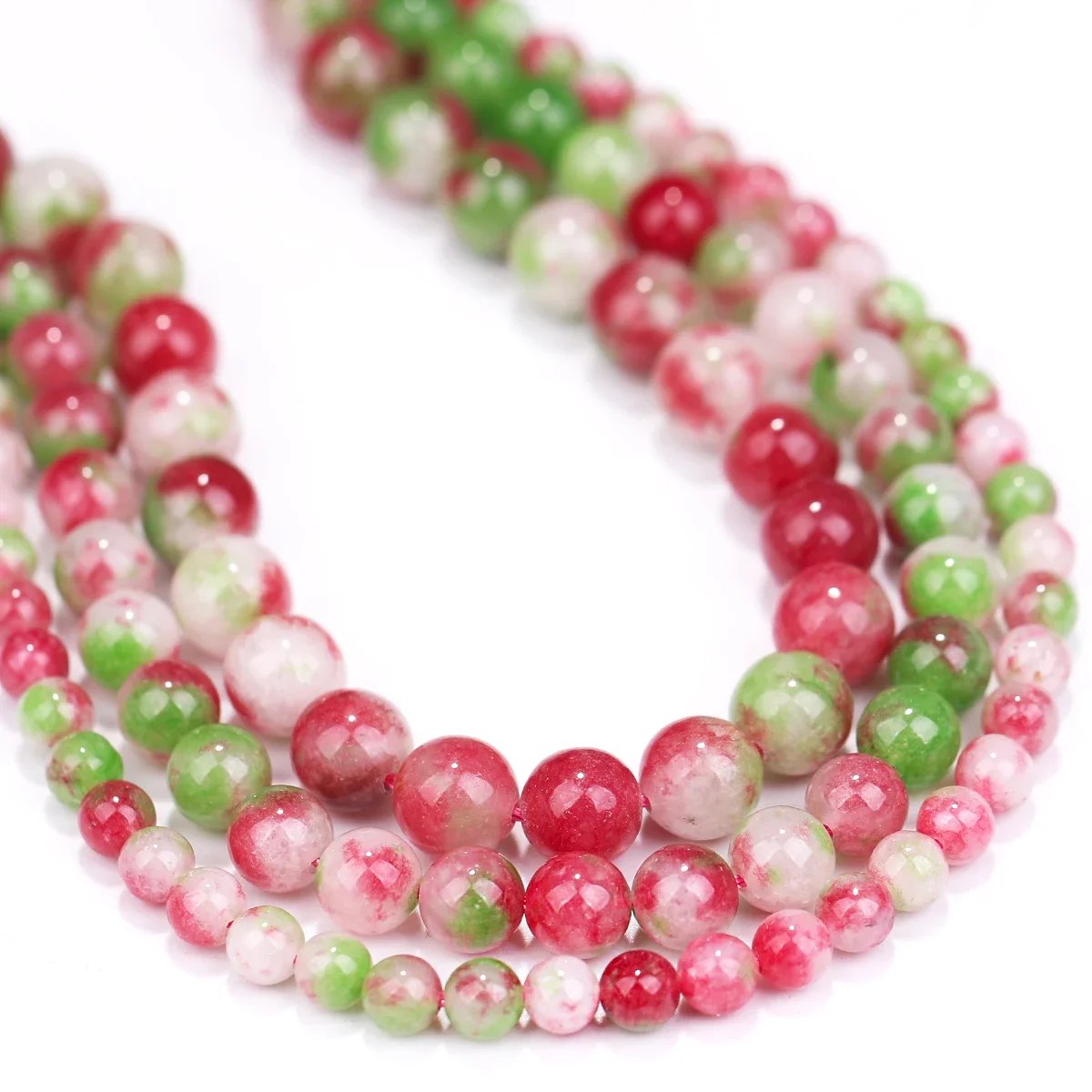 Wassermelone Turmalin Jade Naturstein Perlen Lose Spacer Perlen für Schmuck Machen DIY Halskette Armband Handmade1 Streifen