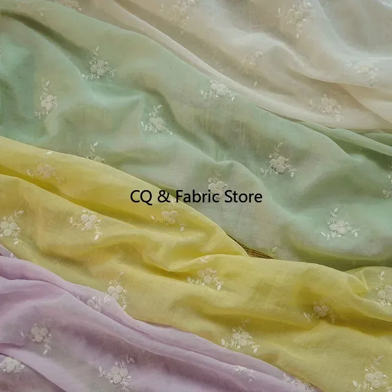 Morbido colore caramella solido ricamo tridimensionale fiore tulle tessuto primavera ed estate accessori di abbigliamento abito cheongsam