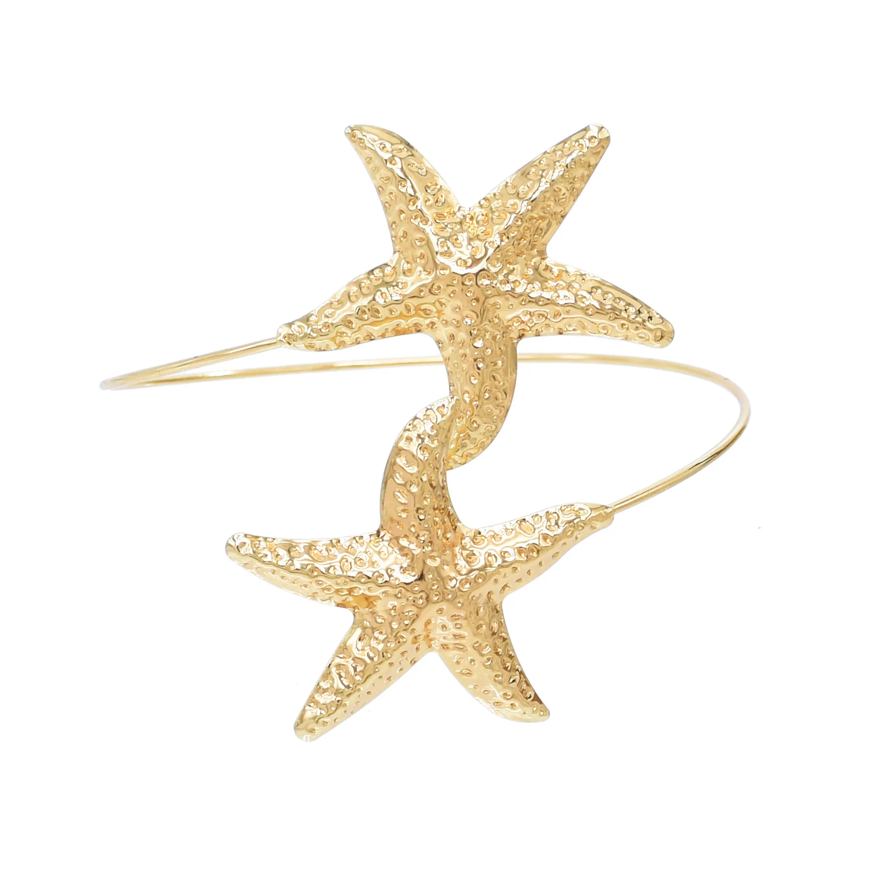 New Fashion Golden Alloy 2 Starfish Arm Bracelet for Women  Summer Beach \Dance Party Cuff Bracelets Jewlery Accessories Gifts