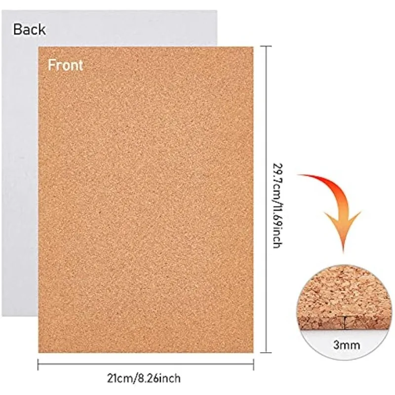 6 Pack Self-Adhesive Cork Sheets(5mm thick) Cork Tiles Cork Mat 12x8 Inch with Adhesive Back for Wall Decoration,