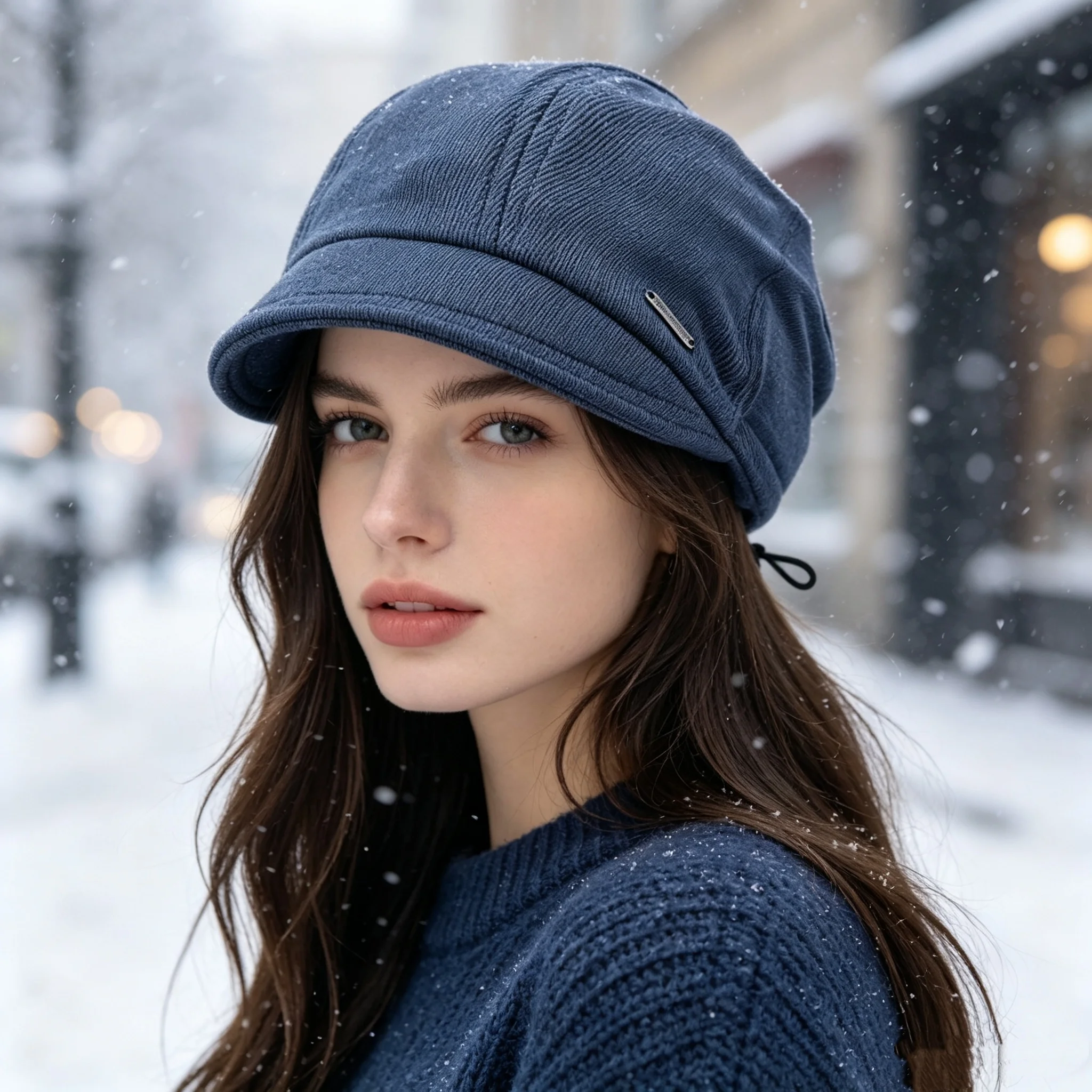 Autumn and Winter Women's Casual Beret Cap, Soft Knitted Twill Fabric with Adjustable Back Drawstring, Side Metal Logo, Versatile Outdoor Cold-Proof and Warm-Keeping Newsboy Cap, Available in Multiple Colors