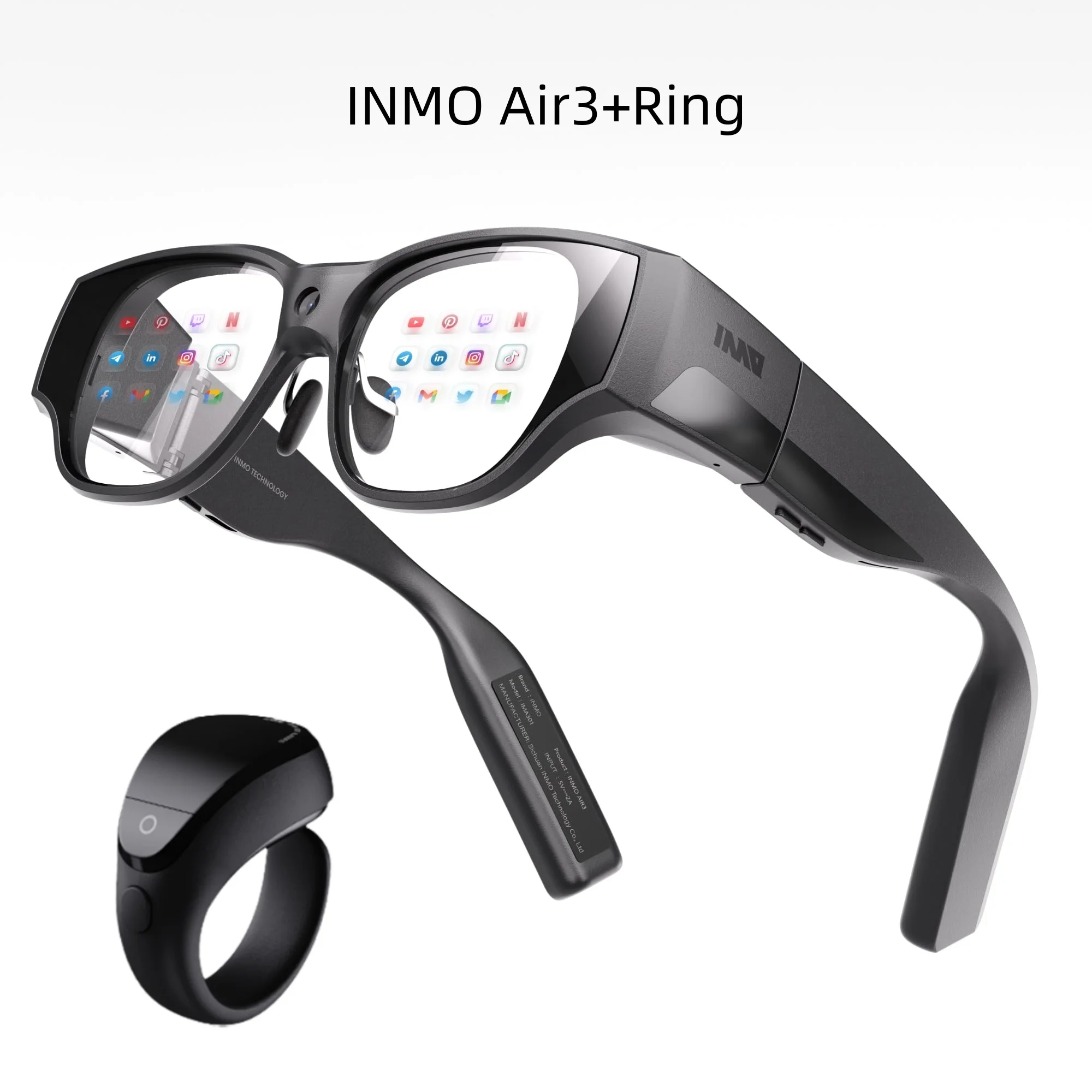 

INMO AIR3 AR Smart Glasses, All-in-One 1080p HD Giant Screen, 120Hz High Refresh Rate 3DoF Full-Color XR Display Chinese Version