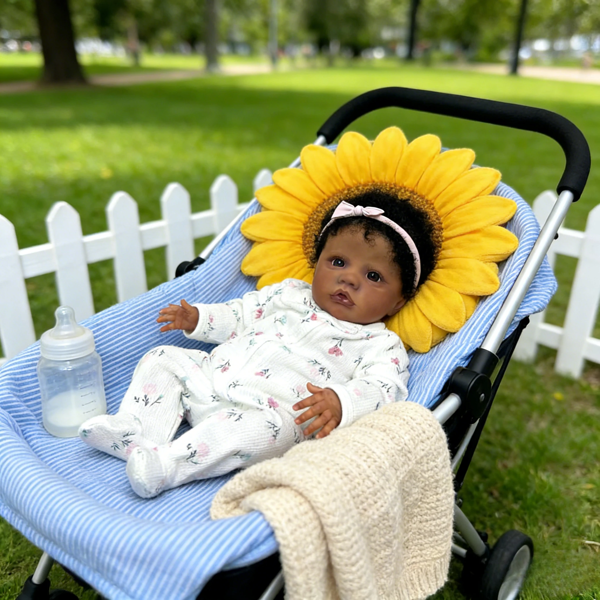 48cm Ultra-Realistyczna Lalka Reborn z Ciemną Skórą, Model Primrose Awake, Miękki Bawełniany Korpus, Wielowarstwowa Malowana Skóra i Ręcznie Wszywane Włosy