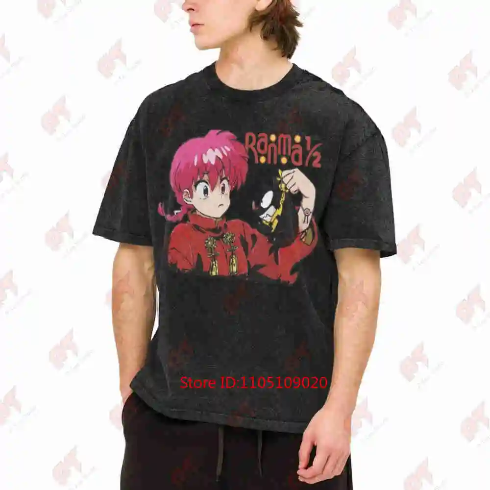 Ranma 1/2 Anime Manga Shampoo Vintage Washed Tee Pure Cotton T-Shirt