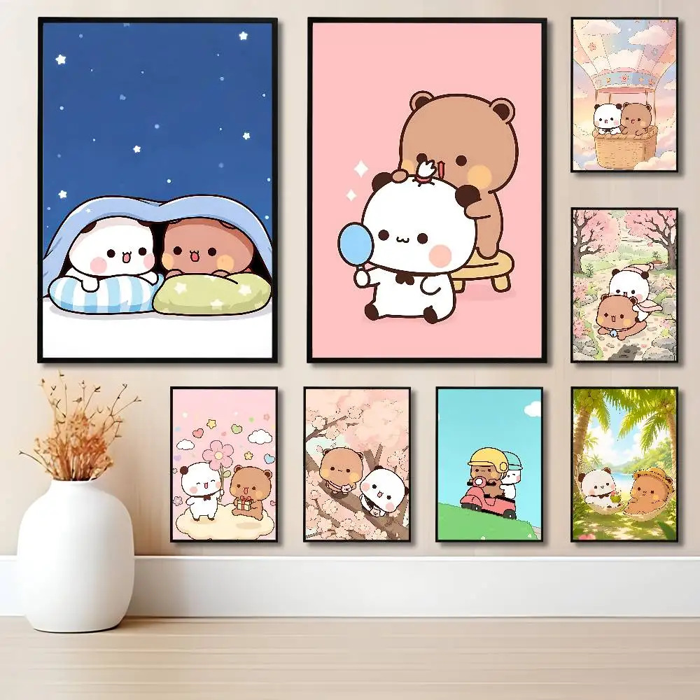 B-Bubu D-Dudu Bear Poster Waterproof HD Wall Art Decal Self-Adhesive Aesthetic Decor For Home Living