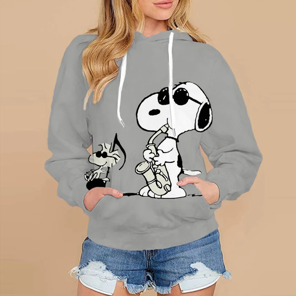 Snoopy Cartoon Anime Women\'s Hoodie Spring and Autumn Edition Women\'s Round Neck Hoodie 2024 New Fashion Couple Sportswear Top