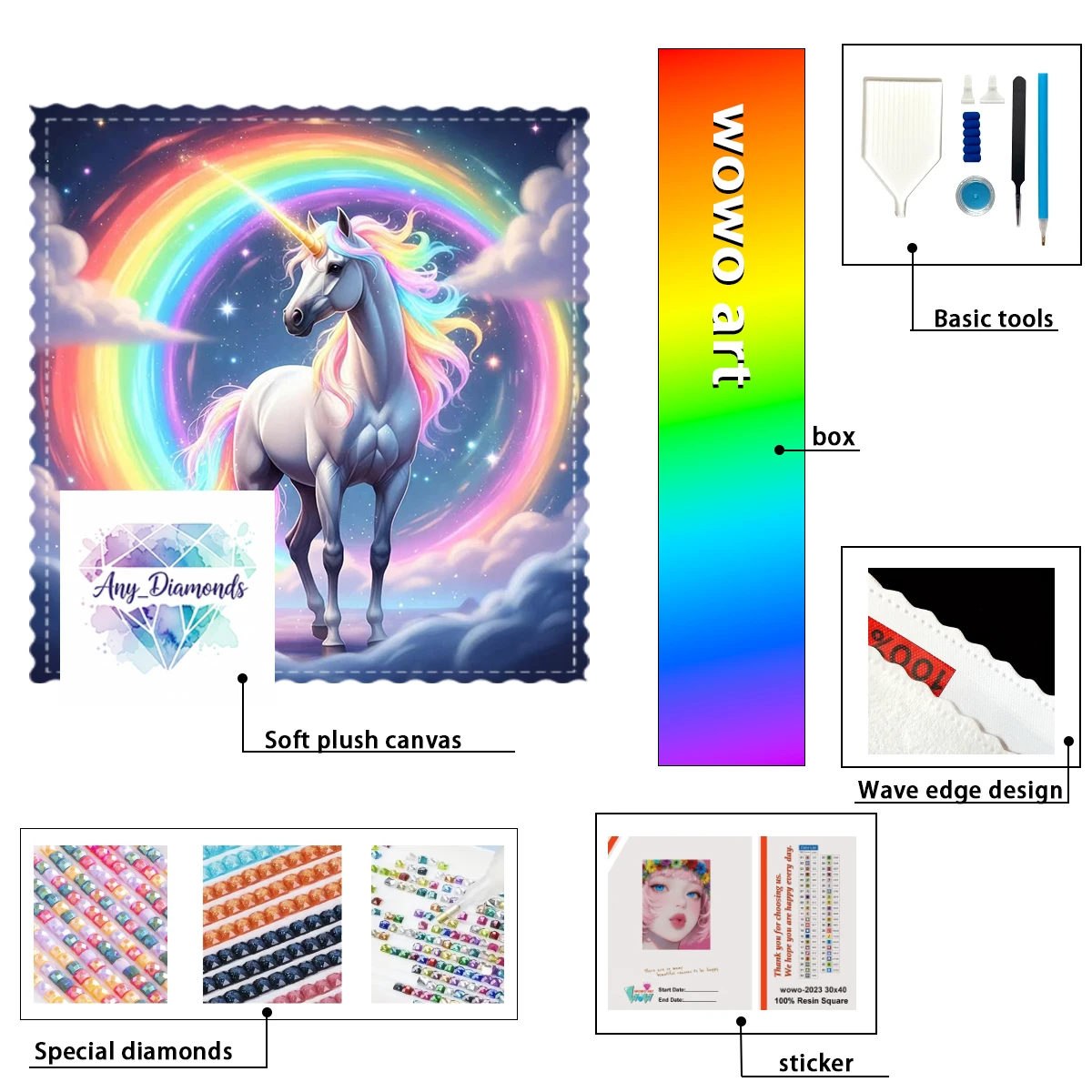 

【ANY_ Diamond Art】The seven-colored unicorn on the clouds Crystal AB Rhinestone FD Rhinestone Perfect Resin Diamond