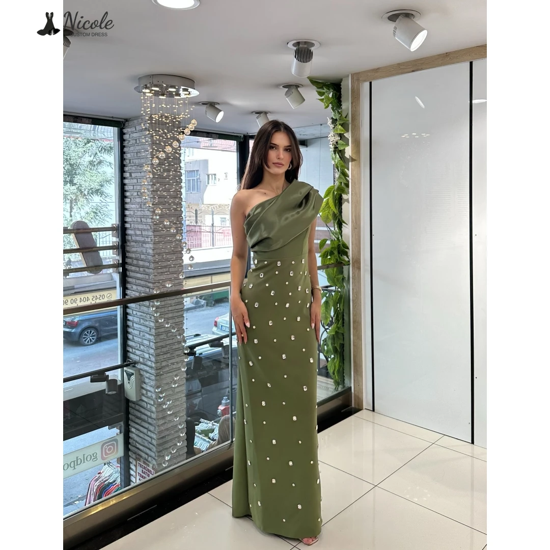 

Николь из атласной ткани, роскошные женские вечерние платья, женское элегантное платье на заказ с вышивкой бисером, роскошное платье для выпускного вечера 2025