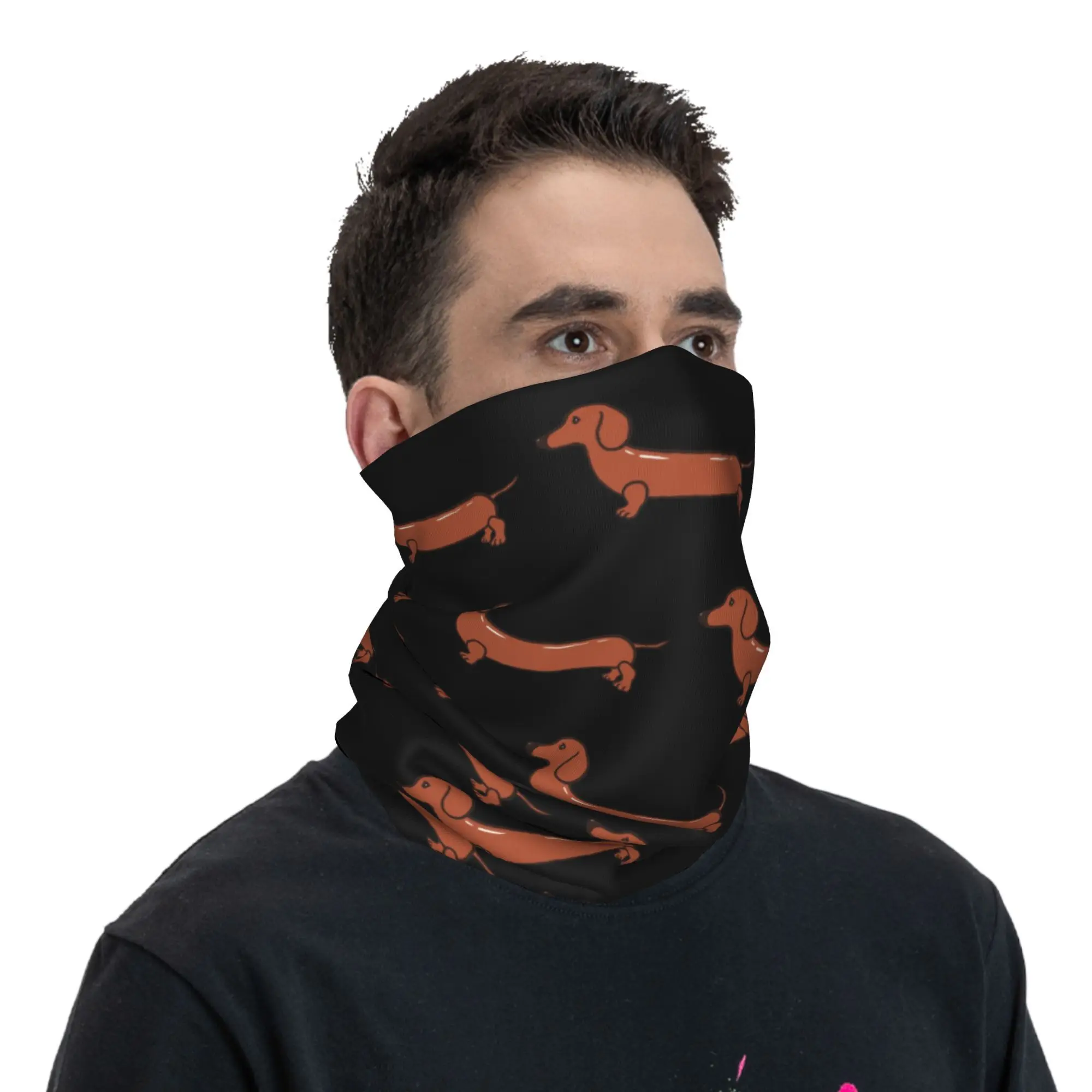 Sausage Dog Puppy Funny Dachshund Bandana Neck Cover Printed Mask Scarf Multifunction Balaclava Running For Men Women Adult