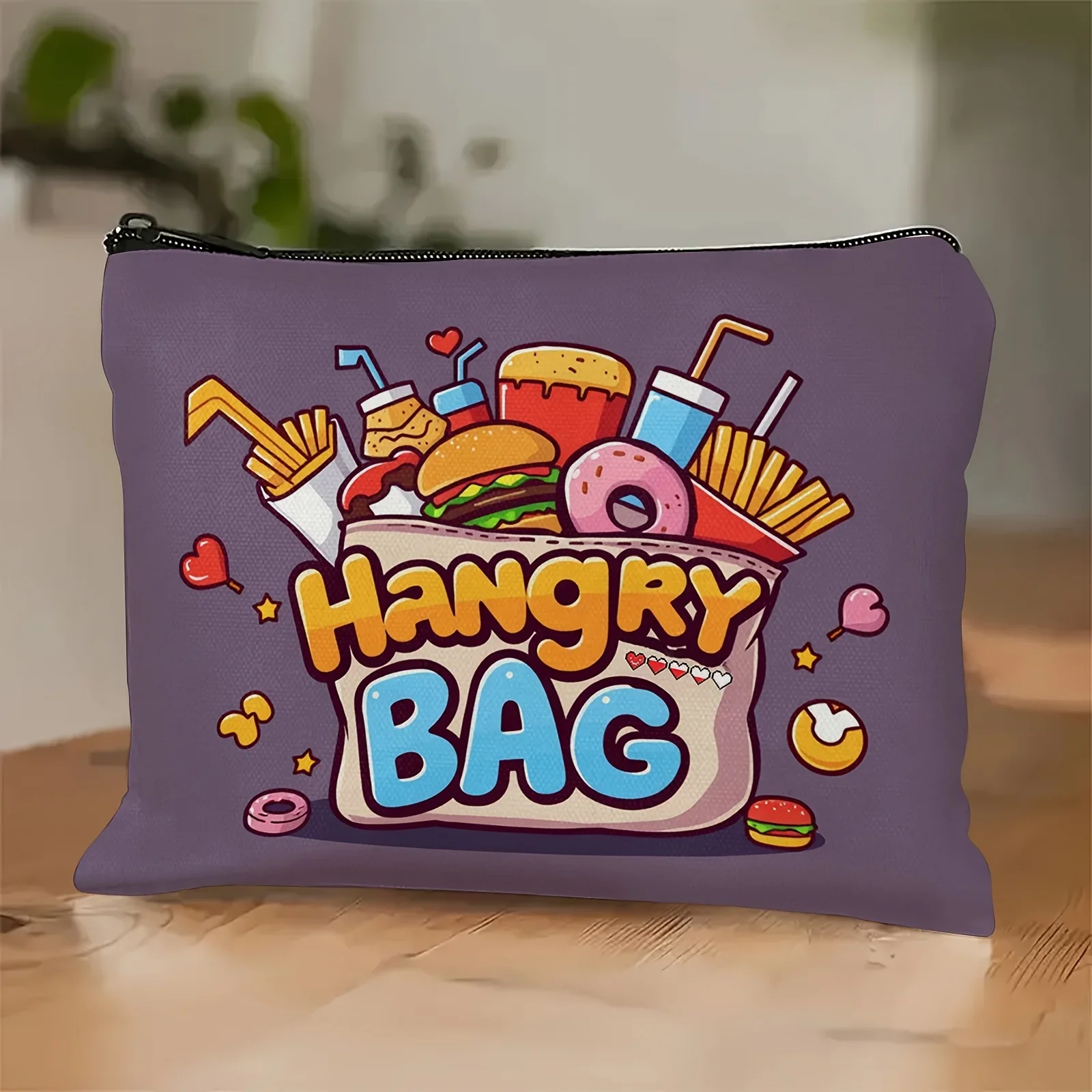 Snack Storage Pouch - Quirky Food-Themed Makeup Bag With Vibrant Fast Food Graphics, Durable Fabric Travel Cosmetic Organizer