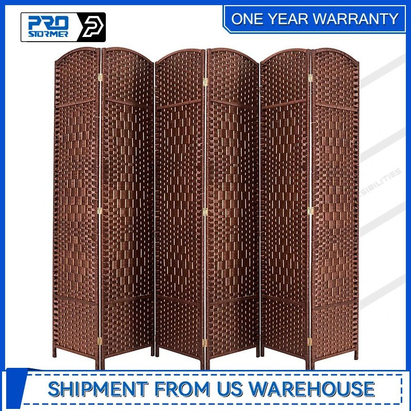 Brown 6 Panels Room Divider Decorative Separation Wall Divider Screen for Indoor and Outdoor