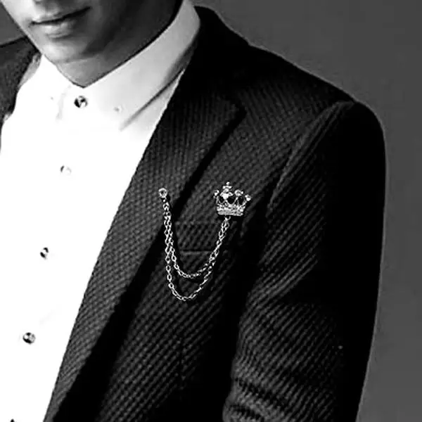 أنيقة معلقة سلسلة بروش دبابيس دبوس الصدر للنساء الرجال قميص تاج طوق