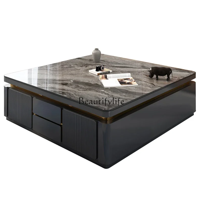 

FG17Natural marble coffee table modern simple light luxury rock slab high-end villa Italian living room home