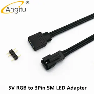 شريط إضاءة Angitu-RGB ARGB ، 12 فولت ، 5 فولت ، RGB ، مبرد عميق ، مراحل ، Lian-Li ، شريط إضاءة LED ، SM ، 3Pin ، 4Pin ، كابل محول تحكم ، 50 سم أفضل 10 كابلات مبيعات Lian Lian - No8