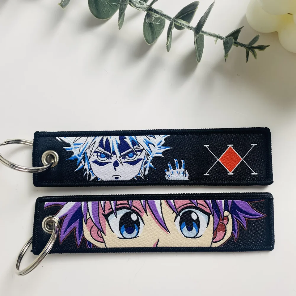 Japanese Anime Cool Embroidery Key Fobs Key Tag Motorcycles Cars Backpack Chaveiro Keychain For Friends Fashion Key Ring Gifts