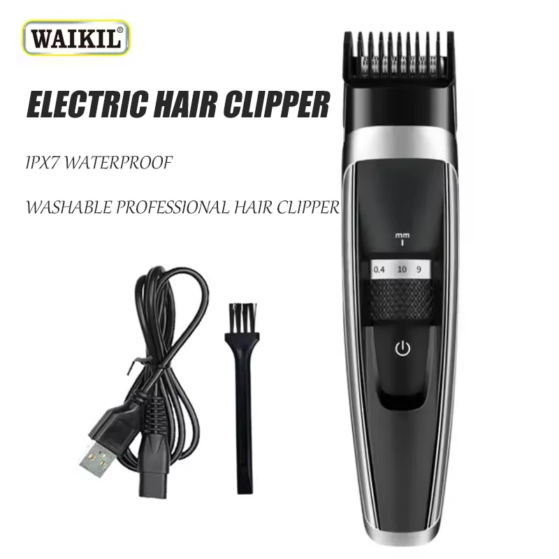 

WAIKIL's professional men's electric hair clipper with multiple gear adjustment USB charge hair trimmer Push White Styling tools