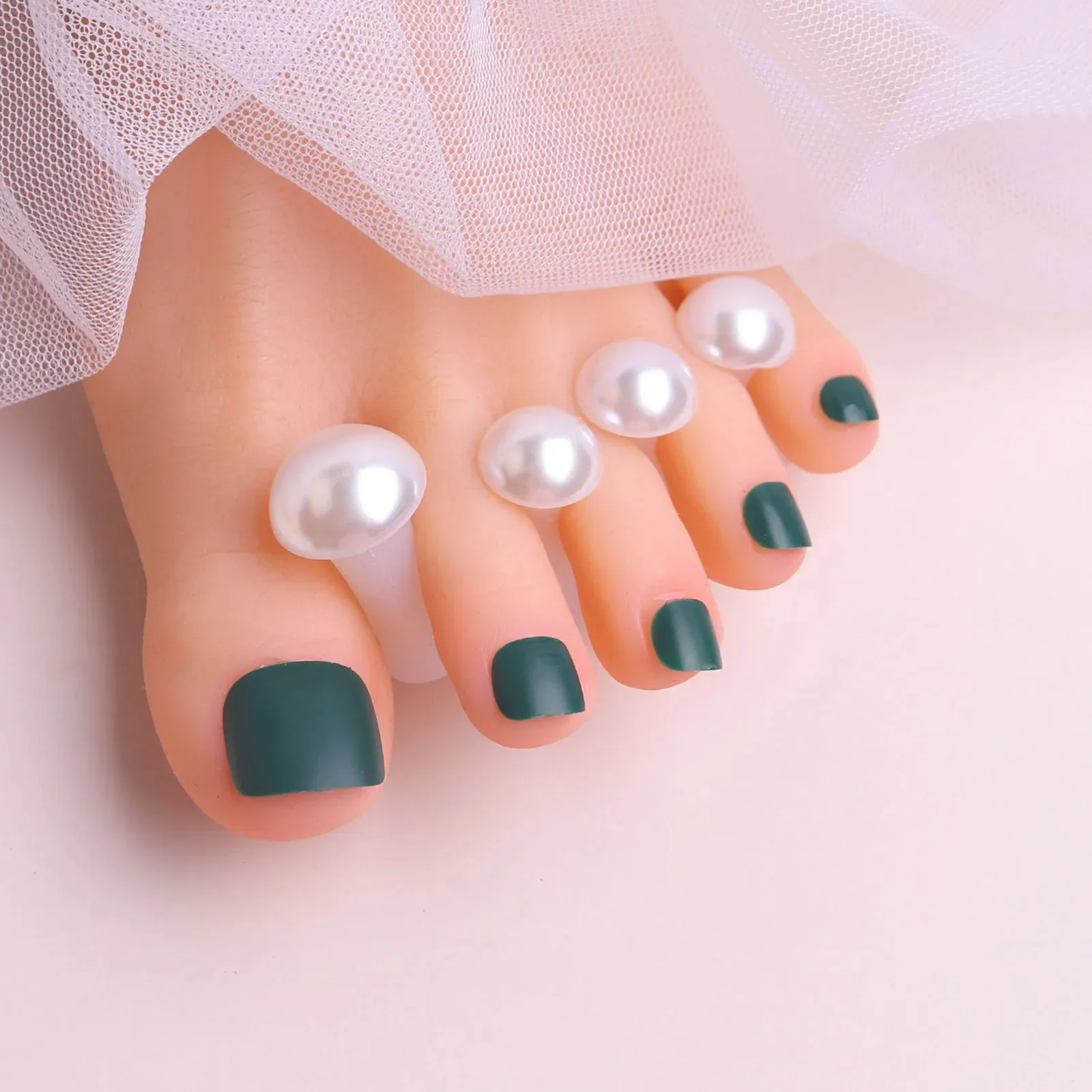 Separatore per dita dei piedi in silicone morbido con perle bianche da 8 pezzi per smalto, set di distanziatori per dita dei piedi per applicare lo smalto e ripara le unghie