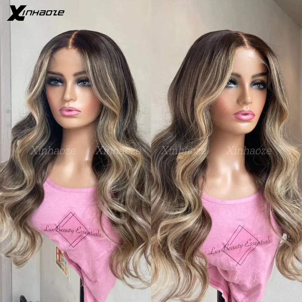 Blonde Highlight Wig Human Hair 13X4 13x6 Body Wave Lace Frontal Human Hair Wigs Pre plucked 5x5 Lace Closure Wig Human Hair