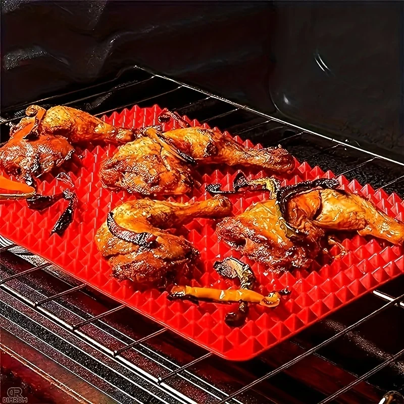 Antihaft-Silikon-Backmatte, 40,6 x 27,9 cm, Pyramiden-Kochmatte, BPA-freie Pfanne zum Backen von Mikrowellenherden, leicht zu reinigende Brathähnchen-Matte – Detail 16