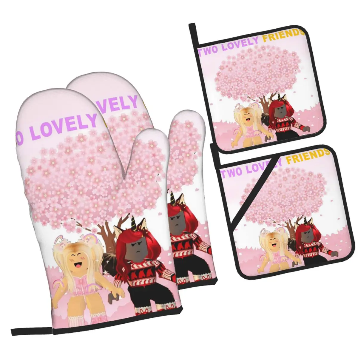 

Наборы из 4 рукавиц для духовки и держателей для кастрюль Best Friends IamSanna и Moody для выпечки, кухни, приготовления пищи, устойчивых к грилю