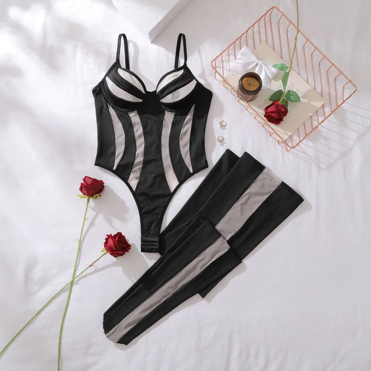 المرأة مثير مخطط المثيرة مجموعة انظر من خلال رقيقة الملابس الداخلية ارتداءها مجموعة الملابس الداخلية نادي الحفلات مثير ازياء #5