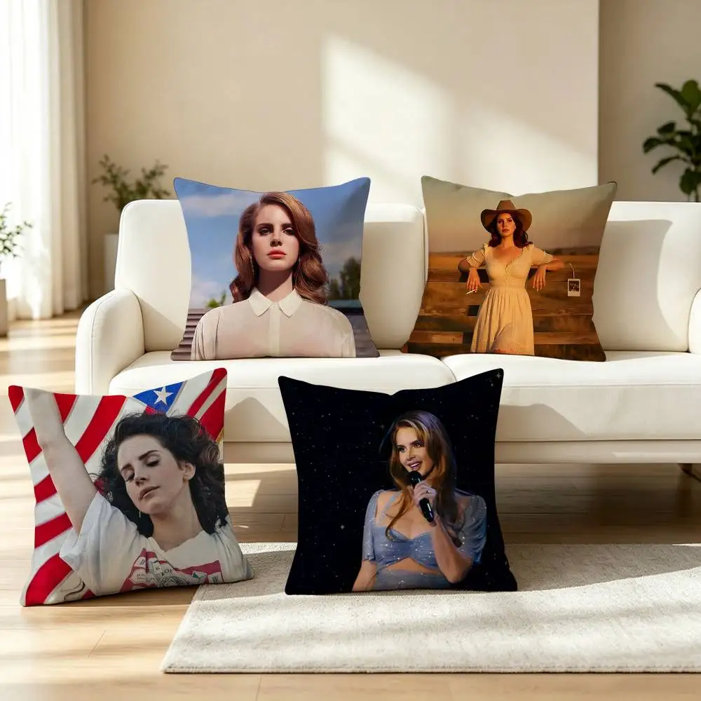 Vintage Lana Del Rey Pin Square Double-Sided printed Pillow Case Bedroom Bedside Pillow Sofa Cushion Cover