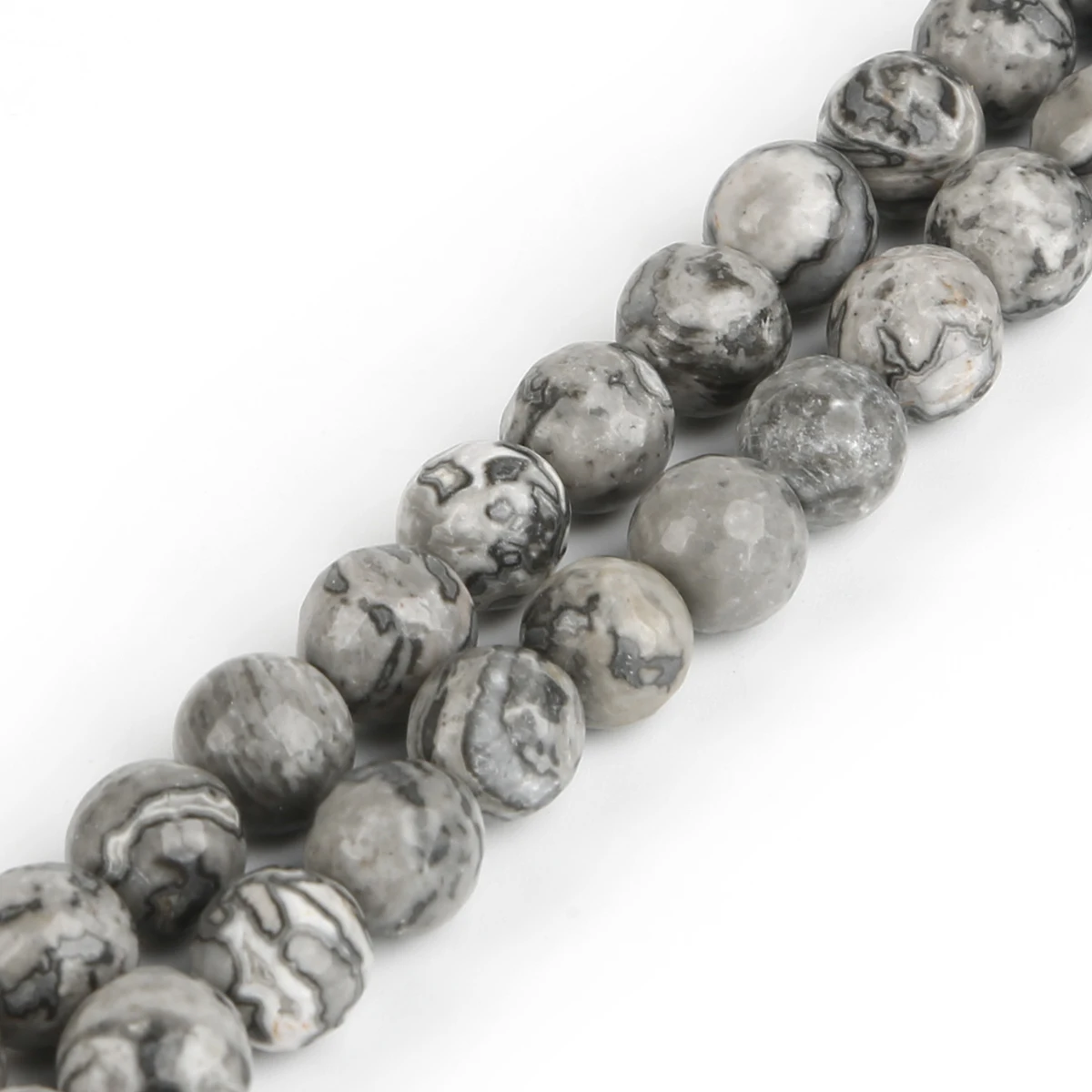 Natürliche, kartenmusterbedruckte runde Steinperlen, lose Edelstein-Abstandshalterperlen, passend für DIY-Schmuckherstellung, DIY-Armbänder, Halsketten, Zubehör – Detail 1