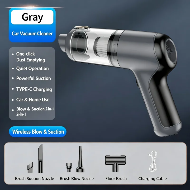 Mini  Car  wireless blow-sucking integrated vacuum cleaner portable one-button dust-inverting high-power suction multifunctional