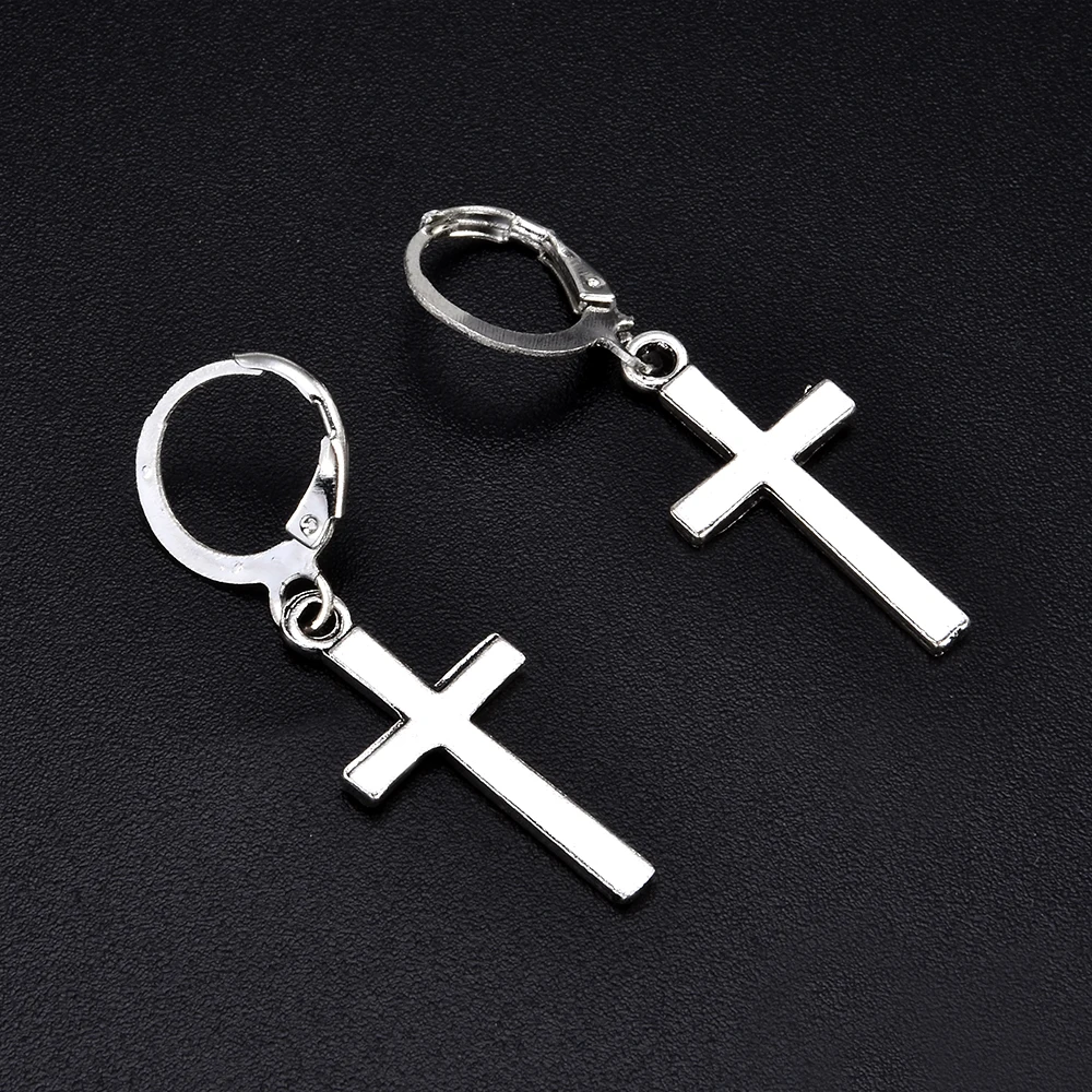 Fashion Men Women Metal Hoop Cross Drop Dangle Ear Studs Earrings Party Punk Earring Jewelry long earrings