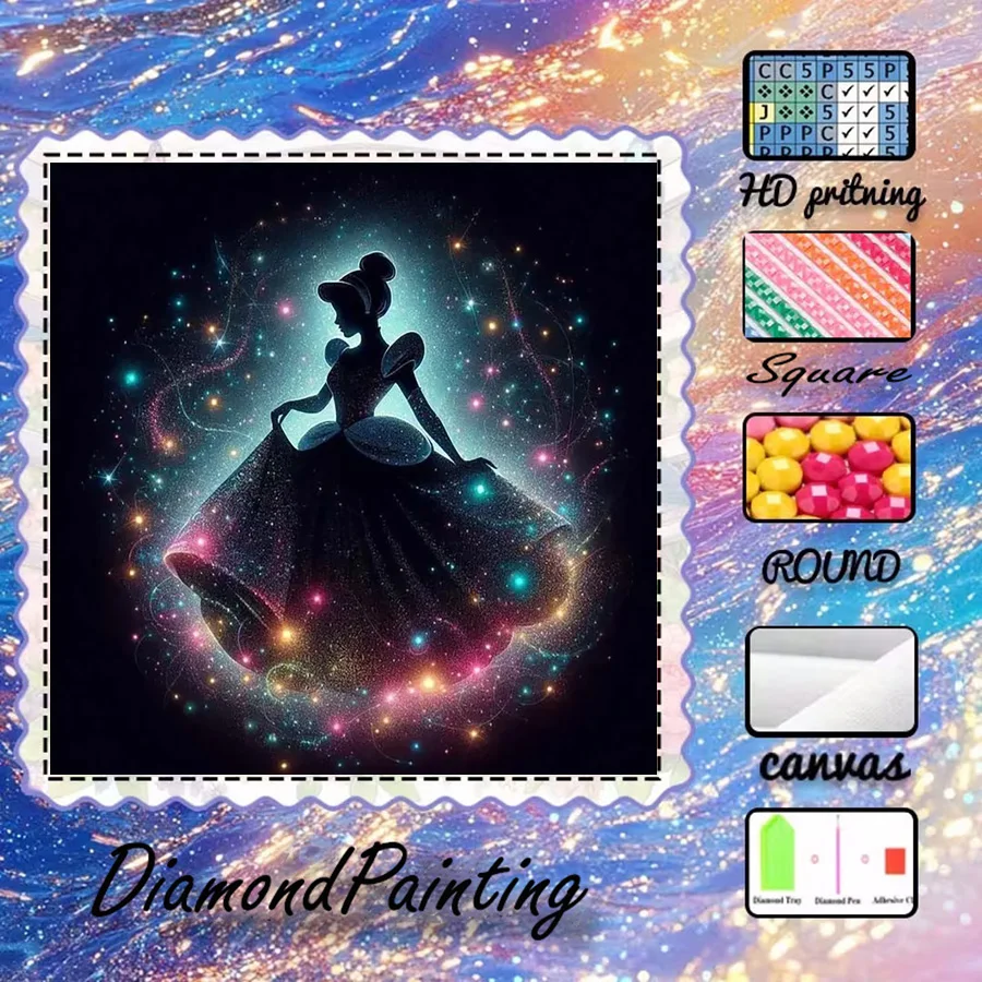 1 piece - 5D-DIY - Flocking cloth - Special drill - Diamond painting set - Princess Universe - Mosaic - Diamond Art
