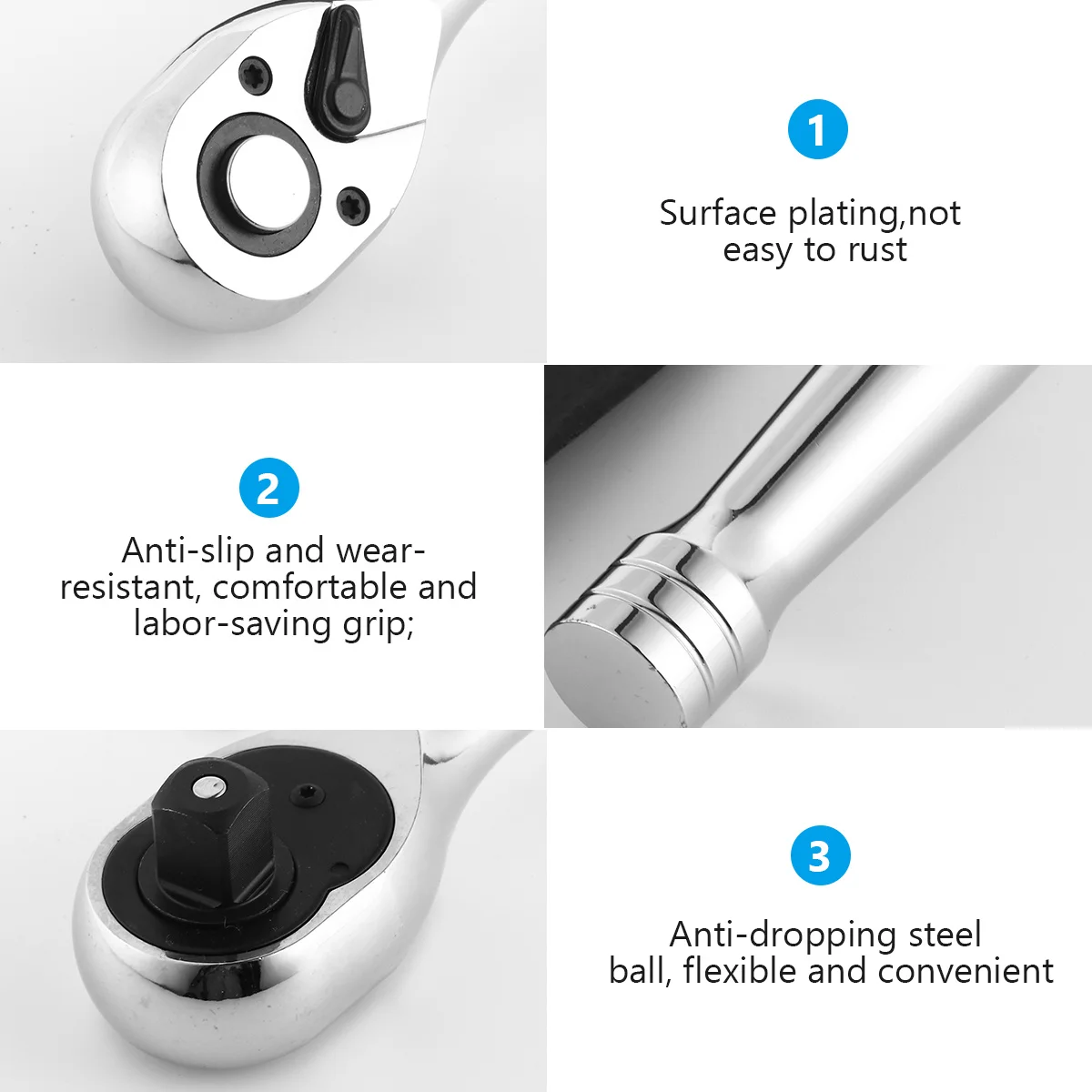 

72T 3/8 Ratchet Wrench Premium Steel Quick Release For Tight Spaces Ratchet Wrench Repair Tool Socket Spanner Hand Tool