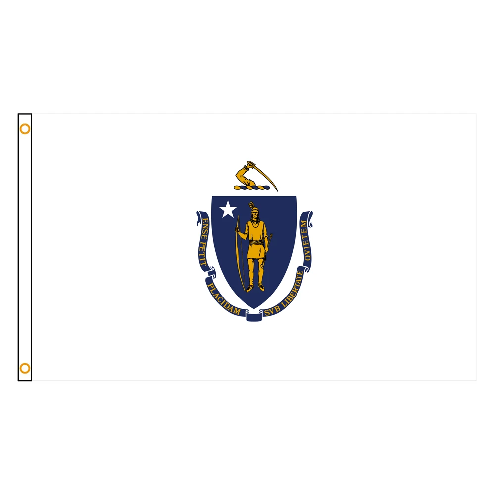 3x5 Ft Massachusetts Flag Vivid Color and Fade proof a state of the United States Flags Polyester with Brass Grommets 3 X 5 Ft