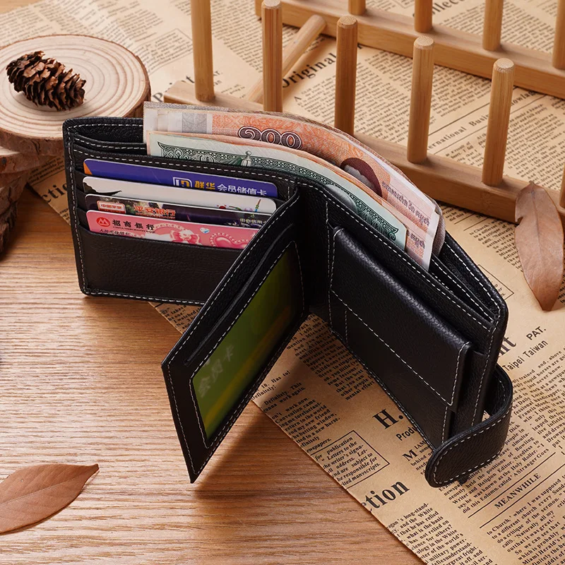 2025 محفظة رجالية قصيرة من جلد البقر طبقة رأس سحاب بمشبك محفظة تغيير جديد 2 محفظة قابلة للطي بالجملة #3